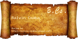 Balvin Csaba névjegykártya